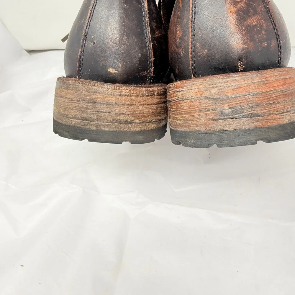 Freebird by Steven Pendleton Mens 12 Brown Leather Distressed Combat Boots Zip